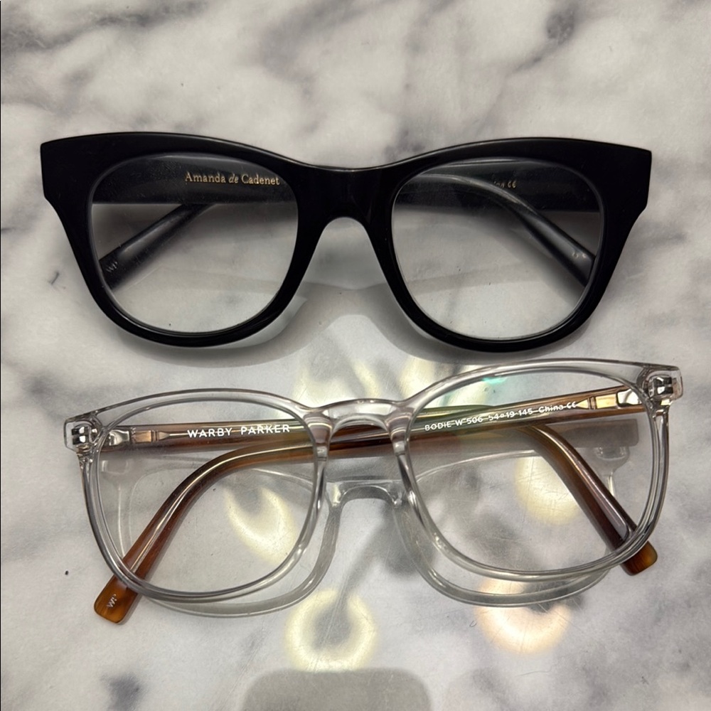 Warby Parker Clear and Black Glasses Set